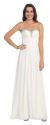 Strapless Beaded & Pleated Long Formal Bridesmaid Dress in Ivory